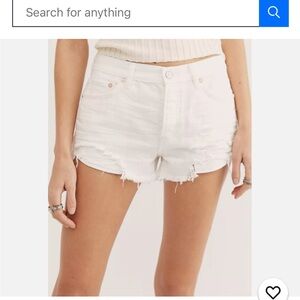 We The Free Frayed Hem Jean Shorts - White, size 28